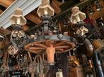 Antieke Karrewiel Lamp Smeedijzer Mooi Voor In Bruin Cafe!, Antiek en Kunst, Ophalen