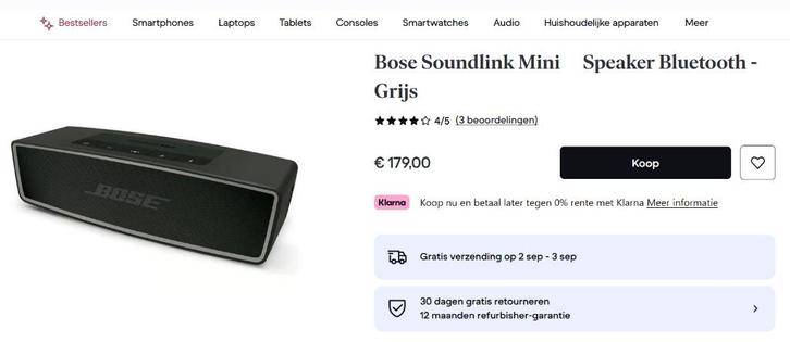 Bose Soundlink Mini + 40 Euro luxe koffer + 29 Euro hoes, Audio, Tv en Foto, Soundbars, Zo goed als nieuw, Bluetooth, Verzenden