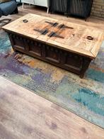 Mooie bewerkte eiken dekenkist met gietijzeren beslag, Gebruikt, 100 tot 150 cm, 50 tot 75 cm, Eikenhout