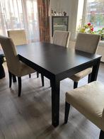 Uitschuifbare Eettafel met Stoelen, Huis en Inrichting, Tafels | Eettafels, Ophalen, Gebruikt, 100 tot 150 cm, Metaal