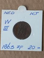 Nederland 1 cent 1863, Ophalen of Verzenden, Koning Willem III