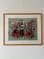 Grote zeefdruk van Henk Heideveld in Barth lijst, Antiek en Kunst, Kunst | Schilderijen | Abstract, Ophalen of Verzenden