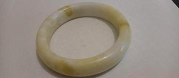 Natuurlijk Wit Geel Lantian Jade Armband 62,5mm