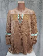 Nieuwe! Prachtige satijnen Bruine boho blouse one size 38/44, Ophalen of Verzenden, Nieuw, Maat 38/40 (M), Bruin