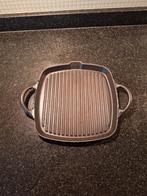 Vintage gietijzeren Grillpan 24x24 met schenktuit Made  in F, Ophalen of Verzenden, Gebruikt, Gietijzer, Overige typen