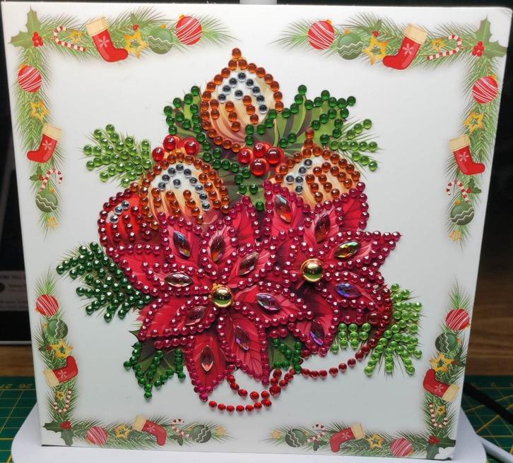 Diamond Painting kerstkaart met Kerstbal 2, Hobby en Vrije tijd, Kaarten | Zelfgemaakt, Nieuw, Kerst, Ophalen of Verzenden