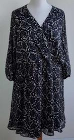 MS Mode zwarte jurk met beige/witte print mt. 54, Kleding | Dames, Ophalen of Verzenden, Zo goed als nieuw, MS Mode, Jurk