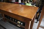 Mooie lange smalle bartafel statafel hout horeca 300x50, Huis en Inrichting, Barkrukken, Ophalen, Gebruikt, Met voetsteun, 60 tot 90 cm