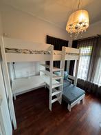 Witte Hoogslaper met Bureau & Bankje, Huis en Inrichting, Slaapkamer | Stapelbedden en Hoogslapers, Ophalen, Eenpersoons, Zo goed als nieuw