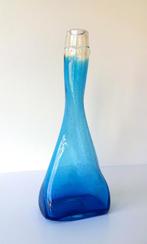 Glazen vaas licht blauw turquoise luchtbellen 097-g, Ophalen of Verzenden