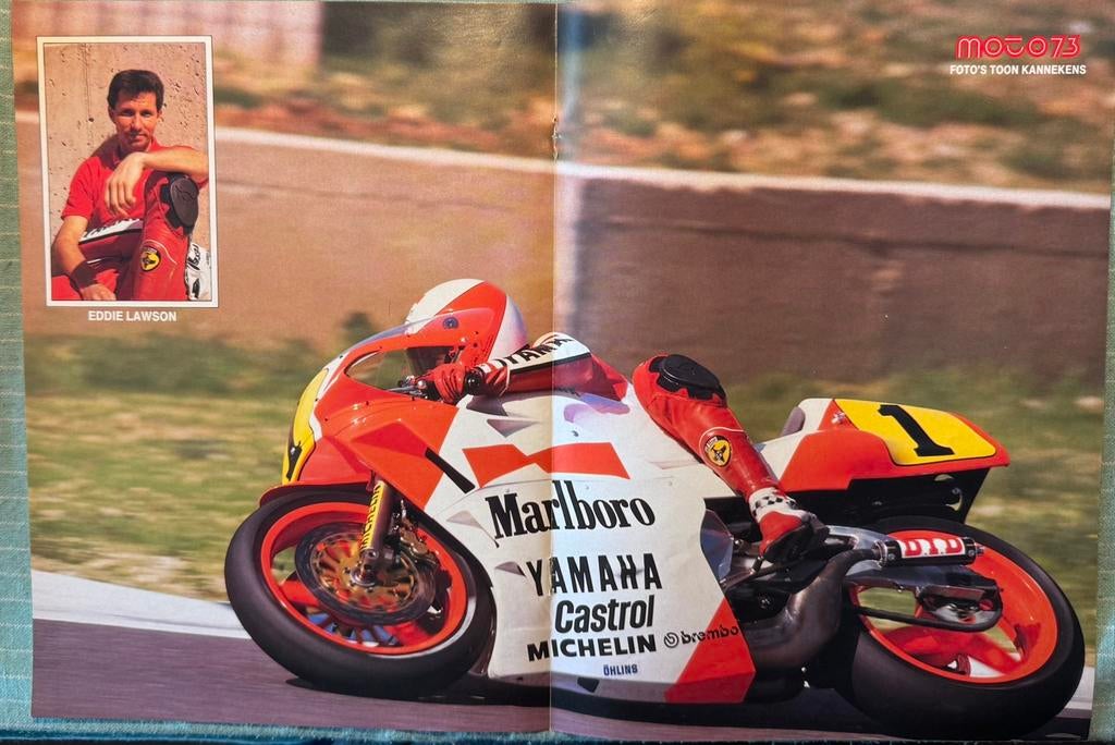 Poster 1987 Eddie Lawson op Yamaha Marlboro, Verzenden, Zo goed als nieuw, Auto's