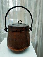 Antieke koperen ketel met ijzeren handvat, Ophalen of Verzenden