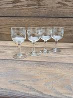 4 antieke glaasjes voor likeur digestief geslepen glas, Verzenden, Zo goed als nieuw, Borrel- of Shotglas