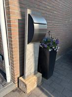 Brievenbus rvs op hardsteen, Ophalen, Zo goed als nieuw, Rvs, Staande brievenbus