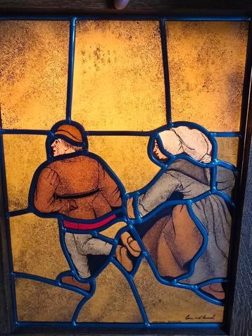 Prachtig antiek gebrandschilderd glas in lood kunstwerk €89! beschikbaar voor biedingen