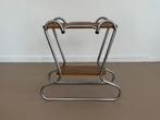 Vintage Art Deco Bauhaus stijl buisframe bijzettafel etagere, Huis en Inrichting, Ophalen, Gebruikt, Metaal of Aluminium, 55 tot 75 cm