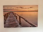 Canvas schilderij 115 x 75 cm zachtroze pier water, Ophalen of Verzenden, 100 tot 125 cm, Foto of Poster, 75 cm of meer
