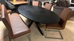 Eettafel Ovaal mango zwart 220 cm NIEUW, Ophalen, 100 tot 150 cm, Vijf personen of meer, Ovaal