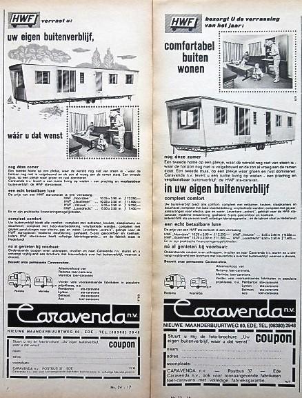 2 vintage advertenties reclames Caravenda caravan 1965, Verzamelen, Merken en Reclamevoorwerpen, Gebruikt, Overige typen, Ophalen of Verzenden