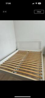 Gratis Ikea Bedframe, lattenbodem en matras, Ophalen, Wit, Tweepersoons, 140 cm
