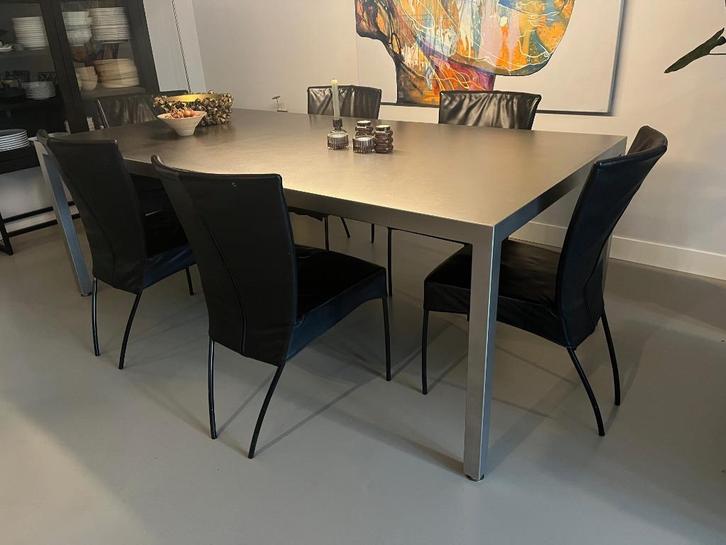 6 x Spica eetkamerstoel, Huis en Inrichting, Stoelen, Gebruikt, Vijf, Zes of meer stoelen, Leer, Zwart, Ophalen