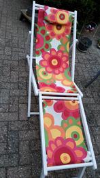 Vintage strandstoel retro model met voetenbankje, Verzamelen, Ophalen of Verzenden, Huis en Inrichting