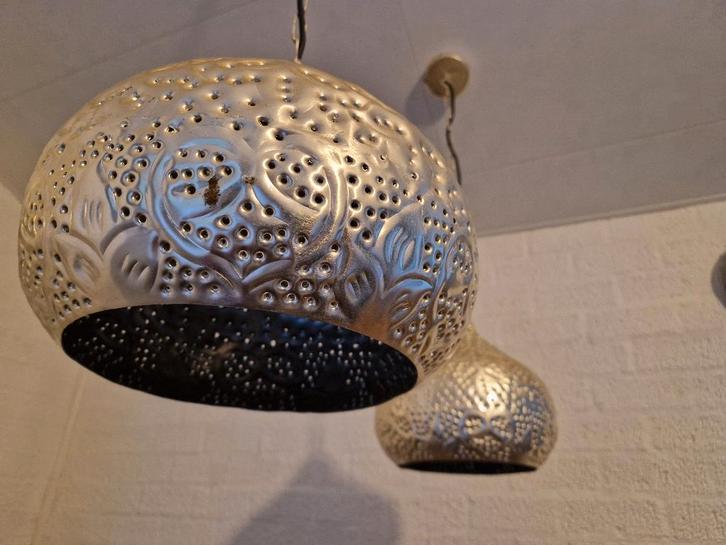 Hanglampen 2 stuks Marokkaanse stijl, Huis en Inrichting, Lampen | Hanglampen, Gebruikt, Minder dan 50 cm, Metaal, Ophalen of Verzenden