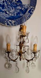 Antieke Wandelkandelaar met Kristallen Pegels, Ophalen of Verzenden, Zo goed als nieuw, Glas, Antiek