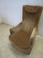 Vintage gestreepte fauteuil, bruine tinten, Niet ingevuld, Gebruikt, Niet ingevuld, Niet ingevuld