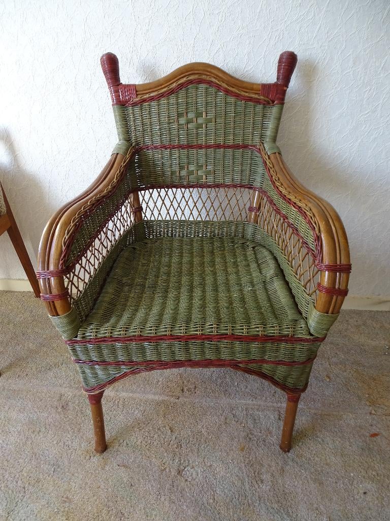Rattan Bamboo Chair 1930, Huis en Inrichting, Fauteuils, Ophalen, Gebruikt, 50 tot 75 cm, Riet of Rotan