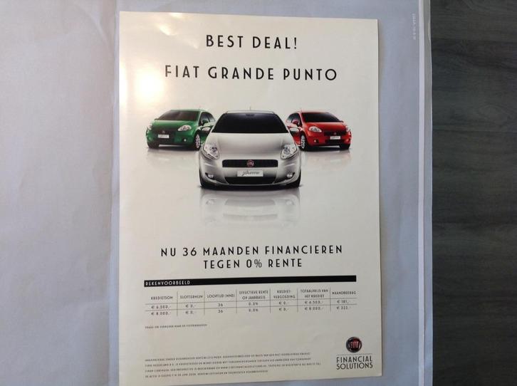 Fiat Grande Punto en Panda financiering 2008 NED 2 blz, Boeken, Auto's | Folders en Tijdschriften, Nieuw, Overige merken, Ophalen of Verzenden