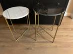 Bijzettafels marmer look, Minder dan 55 cm, Metaal of Aluminium, Rond, Zo goed als nieuw
