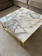 Salontafel marmer met gouden poten, Huis en Inrichting, Tafels | Salontafels, Ophalen, Gebruikt, 50 tot 100 cm, Vierkant