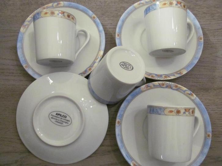 4 Apilco Decoree a Chauvigny France Kop en Schotels, Huis en Inrichting, Keuken | Servies, Zo goed als nieuw, Kop(pen) en/of Schotel(s)