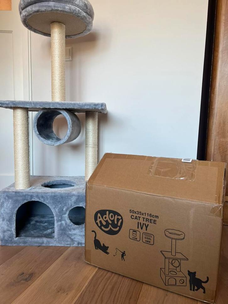 Adori katten Krabtoren - grijs/beige, Dieren en Toebehoren, Krabmeubelen, Nieuw, Krabpaal, Ophalen