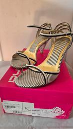 Fornarina hak schoenen zwart wit leer mt 37, Zwart, Fornarina, Gedragen, Sandalen of Muiltjes