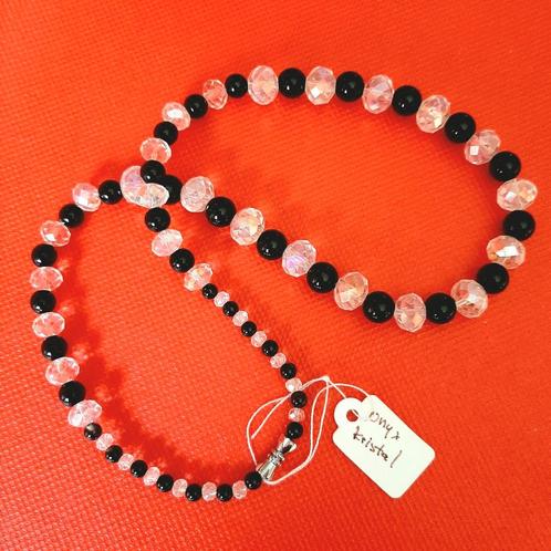Kralenketting met Onyx Edelsteen en Facetkristal, Sieraden, Tassen en Uiterlijk, Kettingen, Nieuw, Steen of Mineraal, Zwart, Met edelsteen