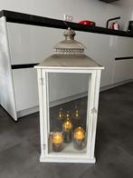 Mooie grote decoratieve houten lantaarn 77x34x26, kleur wit, Ophalen, Gebruikt, Wit, 75 cm of meer