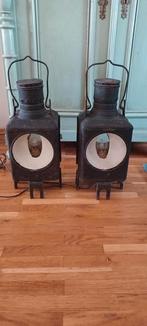 2 antieke spoorweg lampen van ijzer, Ophalen of Verzenden, Gebruikt