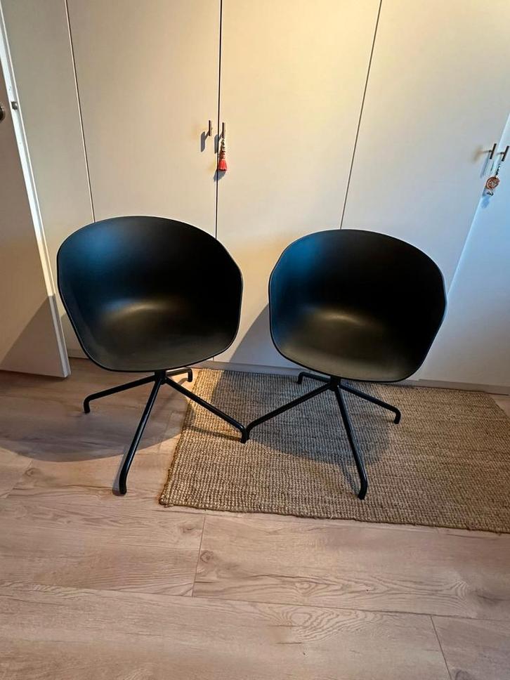 4 Zwarte Kuipstoelen op Draaivoet - Opknapper, Antiek en Kunst, Antiek | Meubels | Stoelen en Banken, Ophalen