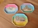 3 Zeldzame Vintage Dienbladen met Kat Poes van W.Grönemeyer, Verzenden, Gebruikt, Rechthoekig, Metaal