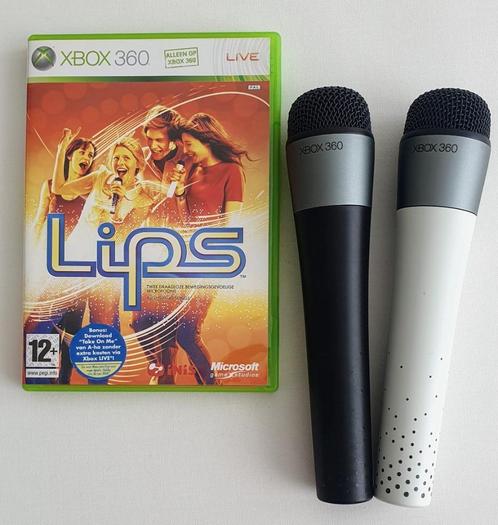 Lips met microfoons voor Xbox 360, Spelcomputers en Games, Games | Xbox 360, Zo goed als nieuw, Muziek, 3 spelers of meer, Vanaf 3 jaar