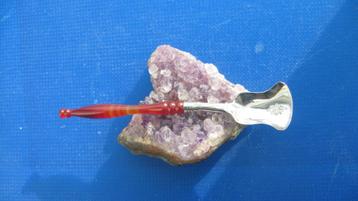 Zilveren en antiek specerij schepje met Achaat  beschikbaar voor biedingen