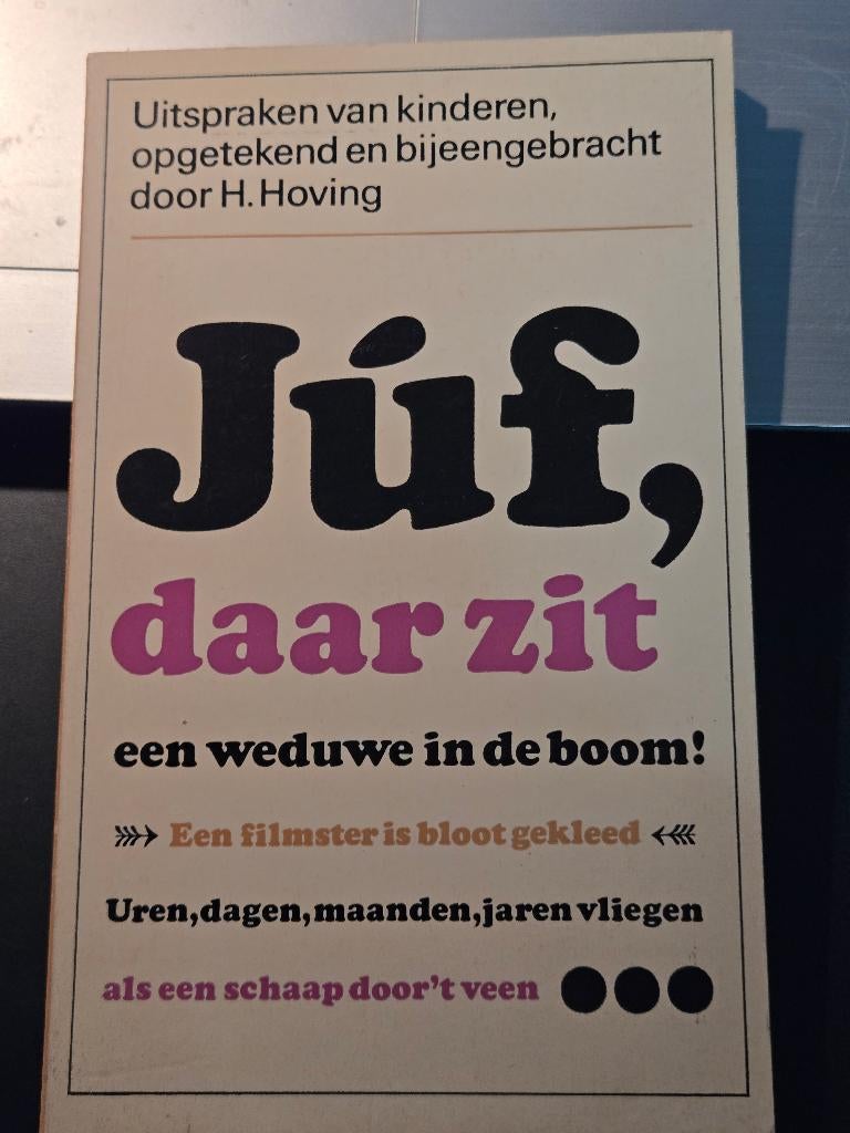 boek 'Júf, daar zit een weduwe in de boom 38e druk 2-1968, Anekdotes en Observaties, H. Hoving, Ophalen, Gelezen