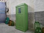 Houten Vitrine Kast Groene Vintage Vitrinekast Landelijk 5, Huis en Inrichting, Kasten | Overige, Ophalen of Verzenden, Gebruikt