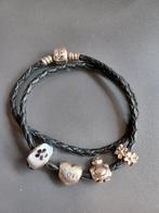 Pandora leren bedelarmband ziveren bedels, Sieraden, Tassen en Uiterlijk, Armbanden, Ophalen of Verzenden, Zo goed als nieuw, Zwart