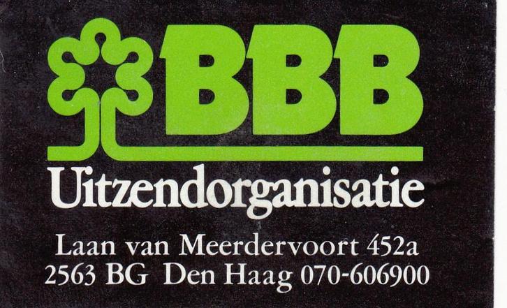Sticker uitzendbureau BBB - Den Haag Laan van Meerdervoort, Verzamelen, Stickers, Zo goed als nieuw, Bedrijf of Vereniging, Verzenden