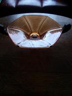 Art deco schaal amber kleurig.metalen rand met houten oren., Antiek en Kunst, Antiek | Glas en Kristal, Ophalen