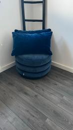 Loods 5 x5home Hocker - Blauw Velvet Donut Design, Huis en Inrichting, Banken | Voetenbanken en Poefen, Rond, Ophalen of Verzenden
