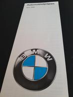 1986 Nederlands BMW prijslijst izgst óók BMW e30 Baur 635CSi, Ophalen of Verzenden, Zo goed als nieuw, BMW